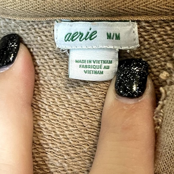 Aerie womens pullover hoodie | lightly distressed | tan beige | size medium - Picture 4 of 4